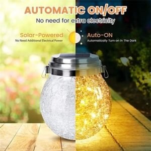 Градинска висяща соларна лампа - буркан Crack ball