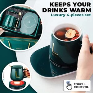 Керамична чаша с нагревател и лъжичка