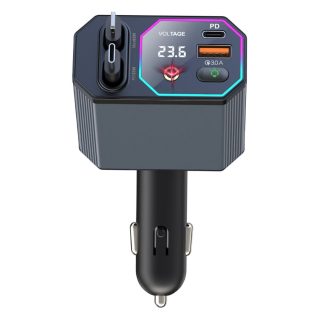 Автомобилно зарядно за запалка с LED дисплей и USB портове